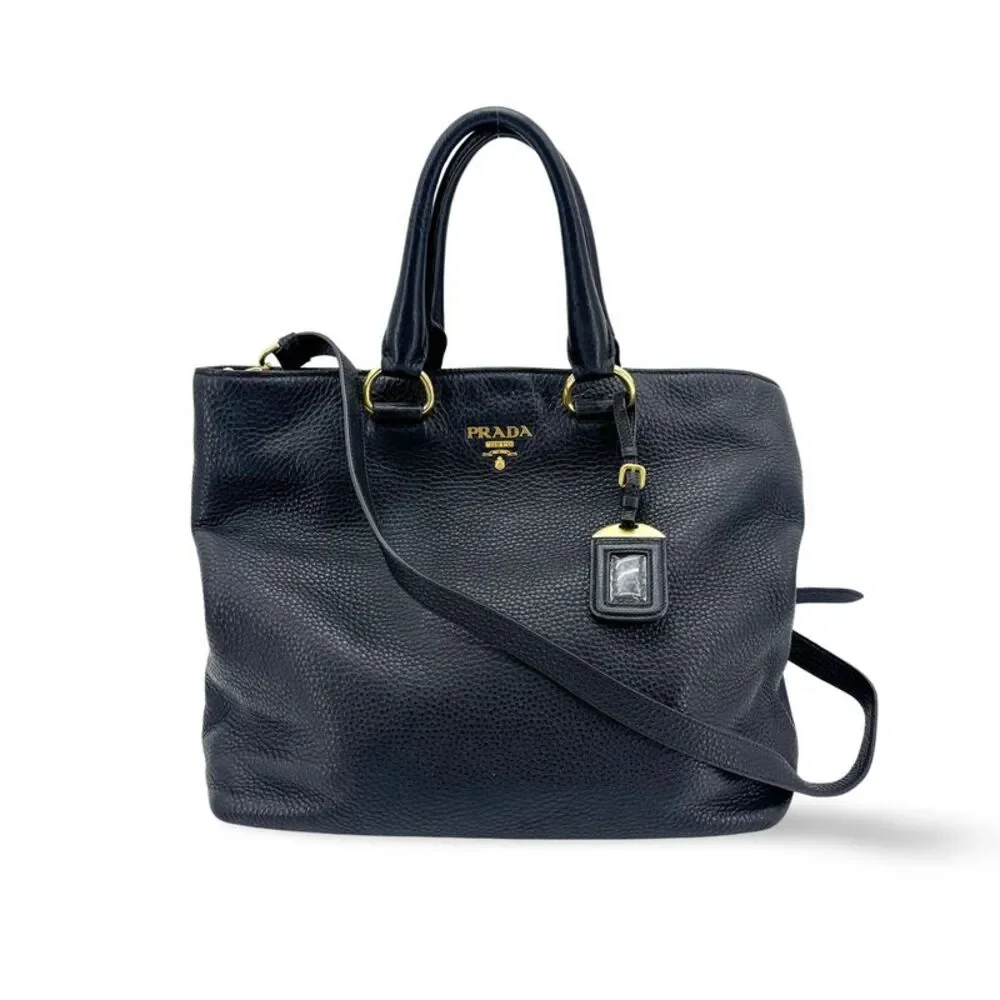 Prada Vitello Fenix 2-Way Tote Shoulder Bag Baltico Navy